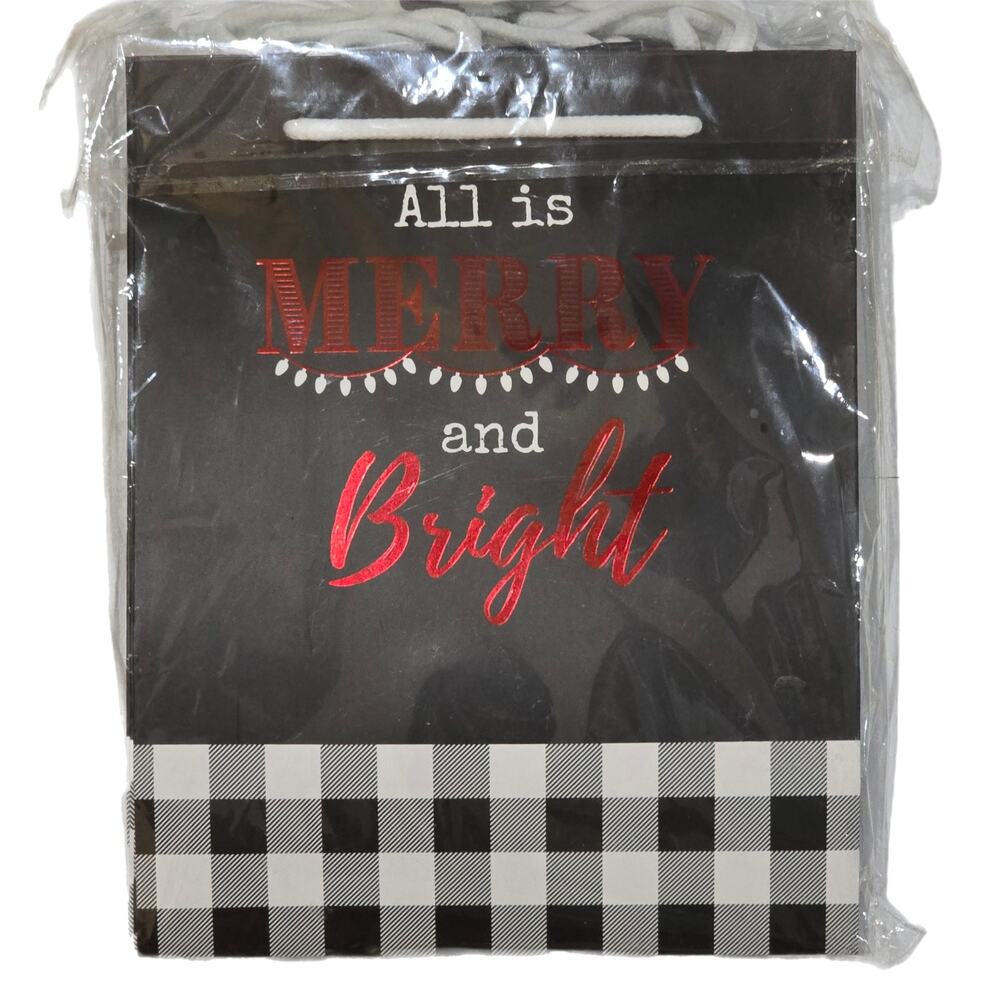 6 Piece Assorted Black and White Christmas Gift Bags 8" x 10" NWT